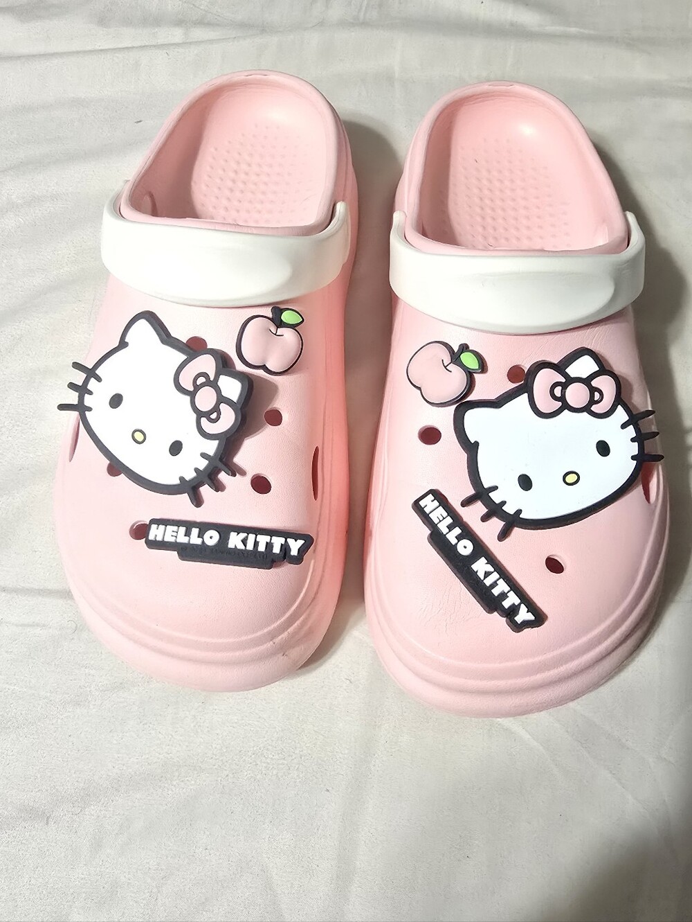 Hello Kitty Pink Clog Sandals with White Heel Strap